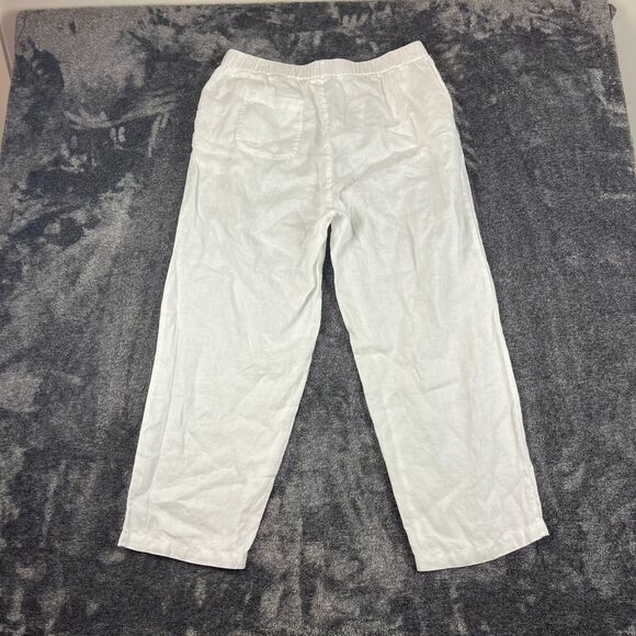 Quince White 100% European Linen Pull On Pants Women's L Pockets Wide Leg - Picture 10 of 12